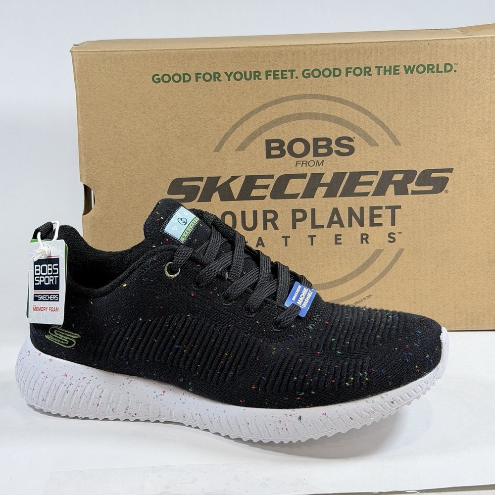 Skechers  Bobs Size-9 Womens Squad Reclaim Memory Foam Sneaker Black